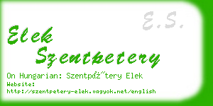 elek szentpetery business card